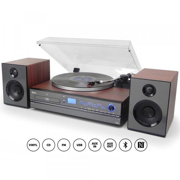 Toca-Discos Raveo Aria - Sistema de Áudio com Caixas de Som, CD Player, USB, Bluetooth Bivolt