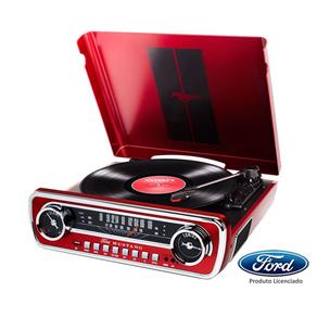 Toca Discos Vinil Mustang C/ Rádio, USB, Entrada Auxiliar e Conversão Digital