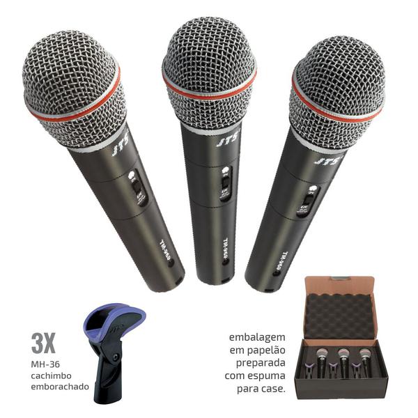 TRI-TM-969 - Kit de 03 Microfones de Mão Profissional - Jts