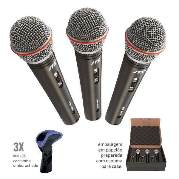 TRI-TM-989 - Kit de 03 Microfones de Mão Profissional - Jts