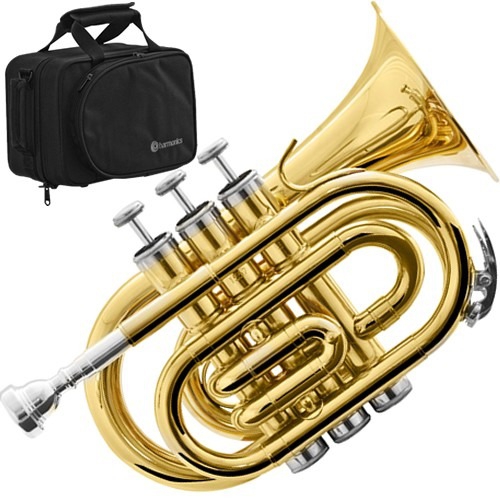 Trompete Pocket Bb Laqueado + Estojo Hmt-500l - Harmonics