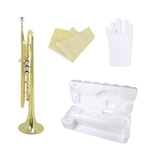 Trumpet bronze dourado Trompete Bb B Plano Professional com luvas