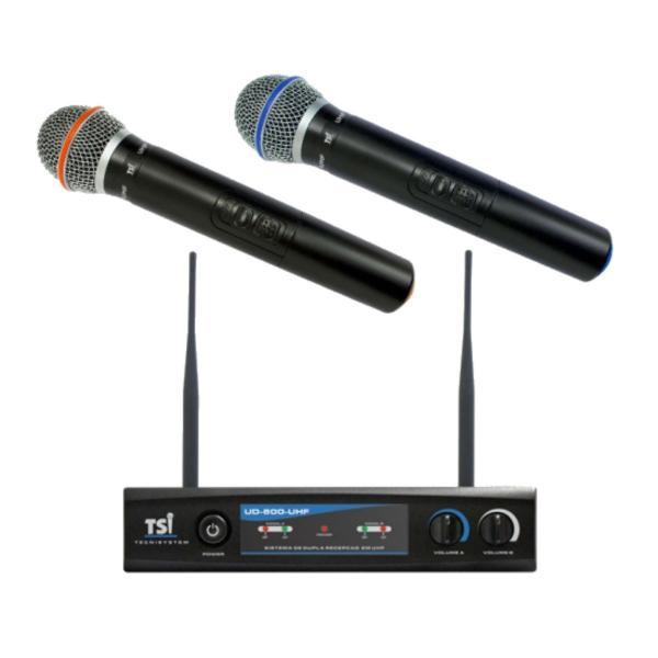 TSI - Microfone Sem Fio Duplo de Mão UHF UD800