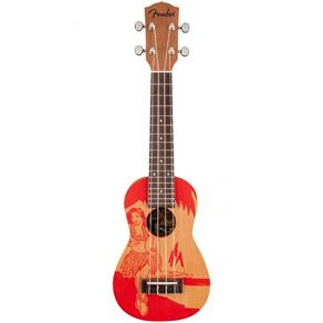 Ukulele Fender 095 5653 Piha`eu Red Hula Soprano 009 Natural With Hula