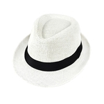 Unisex Crianças Straw Trilby Fedora Cap Praia Outdoor Curto Brim Sunhat Jazz Hat
