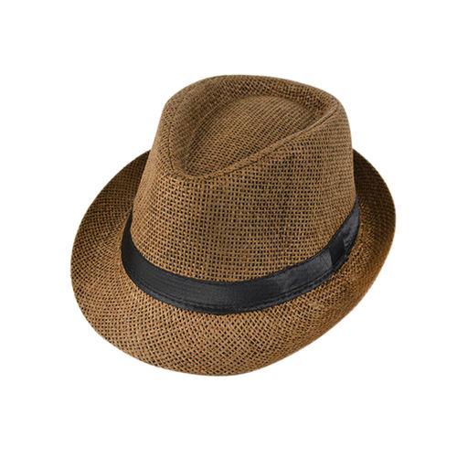 Unisex Crianças Straw Trilby Fedora Cap Praia Outdoor Curto Brim Sunhat Jazz Hat
