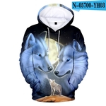 Unisex Wolf Digital Printed 3D Hooded Sweater Loose Casual Fashion Hoodies