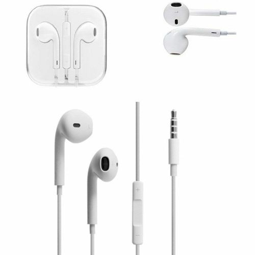 Universal In-ear Earphones Linha Wired Volume Control Deep Bass Música Headphone com Microfone para Android e Ios, Branco