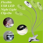 USB flexível LED leitura de mesa de cabeceira com clip Lâmpada de luz branca e quente