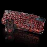 Versão Russa Cool Crack Pattern Brilhante USB Wired Gaming Keyboard Com Mouse