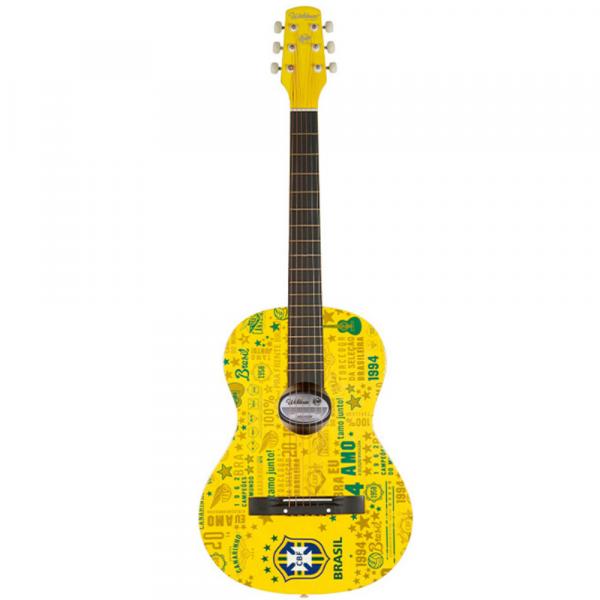 Violão Acústico da Seleção Brasileira ACU-1/CBF Amarelo, 6 Cordas de Aço - WALDMAN