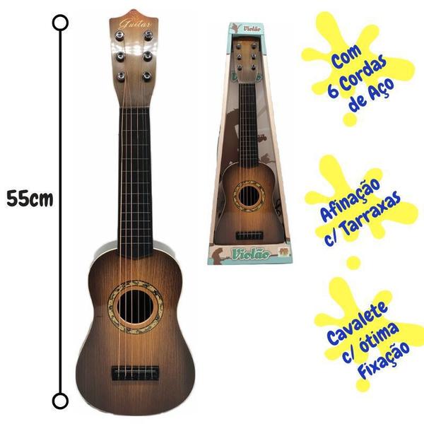 Violão Brinquedo Infantil Instrumento Musical Som de Verdade M - Dm Toys