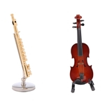 Violino De Madeira & Flauta De Cobre Instrumentos Musicais Com Caixa Para Casa De Bonecas