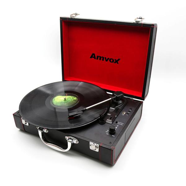 Vitrola Amvox Case de Couro USB 15w AVT1299 Preta Bivolt