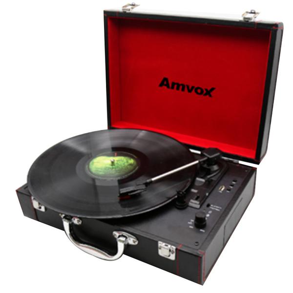 Vitrola Amvox Case em Couro USB 10W AVT1299 Preta - Bivolt