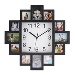 Wall clock, wall clock plastic 2 in 1 + black photo frame decoration modern living room decoration