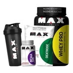 Whey Pro 1kg + Bcaa 200caps + Dextrose 1kg - Max Titanium