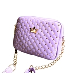 Women Star Crown Rivet Zipper Small Square Bag with One Shoulder Chain for Casual Dating