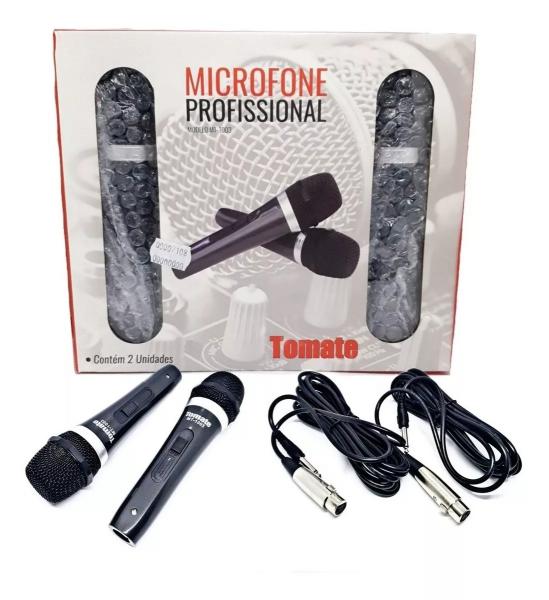 2x Microfone Profissional Tomate Mt-1003 Karaokê Cabo 3m