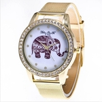 Zhoulianfa Fashion Business Alloy Watch Analog Quartz Wristwatch Golden Strap F-375
