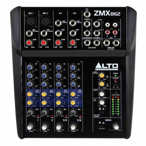 Zmx862 - Mesa de Som / Mixer 6 Canais Zmx 862 - Alto