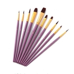 Ficha técnica e caractérísticas do produto 10pcs Roxo Artista Paint Brush Set Nylon Cabelo Watercolor Acrílico Brushes Pintura a óleo