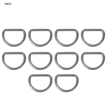 Ficha técnica e caractérísticas do produto 15mm 10 PCS D anéis de ajuste loop liga D-anel para o saco de roupa cinto correia de lona (estanho)