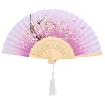 Ficha técnica e caractérísticas do produto 1pc Retro Bamboo Folding Fan Handheld Flor Fãs Lace Dancing Party (roxo)