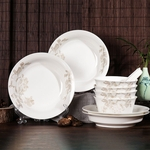 Ficha técnica e caractérísticas do produto 12pcs / Set Ceramic Tableware elegante prato de flor Tigela Dish Dinnerware Set