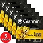 Ficha técnica e caractérísticas do produto 5 Encordoamento Giannini Acústico Viola Caipira Tensão Leve / Cebolão Mi GESVAL
