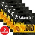 Ficha técnica e caractérísticas do produto 5 Encordoamento Giannini Acústico Violão Aço 010 050 GESWAM Bronze 65/35