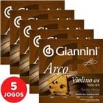 Ficha técnica e caractérísticas do produto 5 Encordoamento Giannini Arco para Violino 4/4 Tensão Média GEAVVA