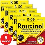 5 Encordoamento Rouxinol P/ Violão Aço 011 R50 com Bolinha