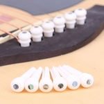 Ficha técnica e caractérísticas do produto 6pcs branco do osso Abalone Ponte pinos + prego extrator para violão folk Acessórios de reposição