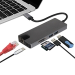 Ficha técnica e caractérísticas do produto 8 em 1 USB C Hub HDMI VGA Ethernet Lan RJ45 Adaptador para Macbook Pro Tipo C Card Reader Hub 2 USB 3.0 + Type-C porta de carregamento Gostar