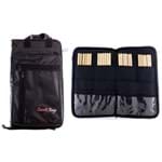 Bag de Baquetas Case & Bags Black em Eco Courino Tamanho Extra Grande Padrão Top de Linha