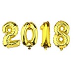 Ficha técnica e caractérísticas do produto Balão Metalizado Ano Novo 2018 Dourado Grande 32 Polegadas