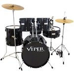Ficha técnica e caractérísticas do produto Bateria com Banco e Pratos Preta Viper18 X-Pro Drums