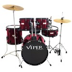 Ficha técnica e caractérísticas do produto Bateria com Banco e Pratos Vinho Viper18 X-Pro Drums