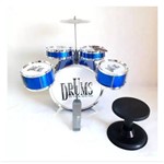 Bateria Infantil 4 Tambores 1 Bumbo 1 Prato Jazz Drum Azul