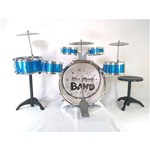 Bateria Infantil Jazz Drum Grande 5 Tambores 1 Bumbo 3 Pratos - Azul
