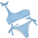 Ficha técnica e caractérísticas do produto Bikini Spa ombro ¨²nico Vertical Faixa de Impress?o Bikini Swimsuit