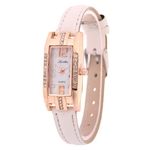 Ficha técnica e caractérísticas do produto BLU Mulheres Simples Retângulo Shimmer Cristal Assista Couro Watchband relógio de quartzo Wristwatch
