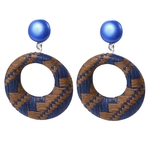 Ficha técnica e caractérísticas do produto Boho Women Handmade Hollow Round Dangle Earrings Rattan Weave Jewelry Presentes