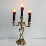 Ficha técnica e caractérísticas do produto 3-Braços LED esqueleto Candle Light Stand para Halloween Party Home Decor alimentado por bateria