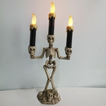 Ficha técnica e caractérísticas do produto 3-Braços LED esqueleto Candle Light Stand para Halloween Party Home Decor alimentado por bateria (quente)