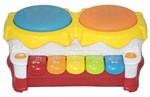 Brinquedo Educativo Piano Tambor para Bebê 1 Ano, com Luzes e Som - Bbr Toys