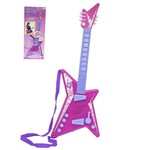 Brinquedo Guitarra Musical Eletrônica Rosa 53 Cm Mega Star - Bbr