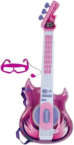 Brinquedos de Meninas Guitarra Elétrica Infantil Rosa Meninas com Sons Função Mp3 Óculos-microfone Rock Star Zoop Toys
