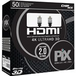 Ficha técnica e caractérísticas do produto Cabo Hdmi 2.0 19 Pinos com 4k, 3d, Ultra Hd 50 Metros - Pix